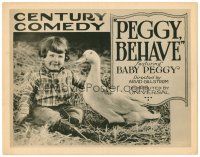 3h061 PEGGY BEHAVE TC '22 great close up image of Baby Peggy and goose, Century Comedy!