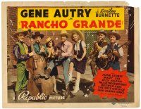 3h065 RANCHO GRANDE TC '40 Gene Autry playing guitar with band, pretty June Storey!