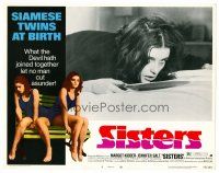 3h712 SISTERS LC #8 '73 Brian De Palma, Margot Kidder is a set of conjoined twins!