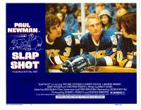 3h714 SLAP SHOT LC #4 '77 close up of hockey players Paul Newman & his teammates in the box!