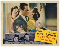 3h774 THEY GOT ME COVERED LC '43 woman watches Bob Hope kiss Dorothy Lamour!