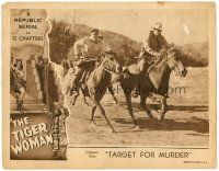 3h793 TIGER WOMAN chapter 10 LC '44 serial, guys on horses in chase, Target For Murder!