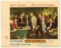 3h834 UNCONQUERED LC #7 '47 lots of men stare at Gary Cooper confronting Howard DaSilva!