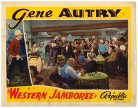 3h854 WESTERN JAMBOREE LC '38 crowd celebrates in saloon with Gene Autry & Smiley Burnette!