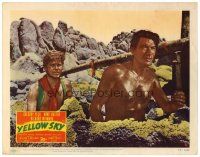 3h894 YELLOW SKY LC #8 '48 close up of barechested Gregory Peck & young guy!