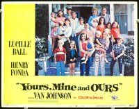3h902 YOURS, MINE & OURS LC #3 '68 Henry Fonda & Lucille Ball in cast portrait of entire family!