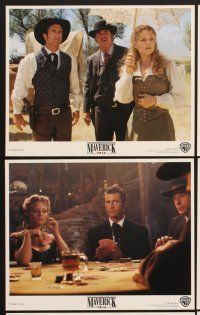 3j639 MAVERICK 8 8x10 mini LCs '94 Mel Gibson, Jodie Foster, James Garner, gambling!