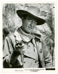 3k156 COMANCHEROS 8x10 still '61 waist-high portrait of cowboy John Wayne pointing gun!