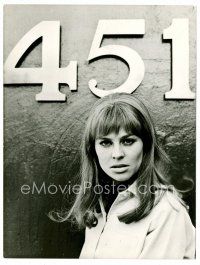 3k251 FAHRENHEIT 451 7x9.5 still '67 Francois Truffaut, close up of Julie Christie by movie logo!