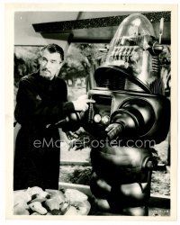 3k264 FORBIDDEN PLANET 8x10 still '56 great close up of Walter Pidgeon & Robby the Robot!