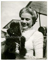 3k311 GRACE KELLY 8x10 still '52 smiling close up in costume holding poodle from High Noon!