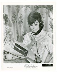 3k341 HOW TO STEAL A MILLION 8x10 still '66 sexy Audrey Hepburn on phone reads about stolen Venus!