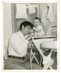 3k404 JOHNNY WEISSMULLER 8x10 still '40s great candid at home with his infant son John Scott!