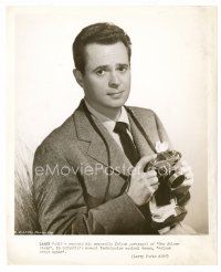 3k437 LARRY PARKS 8x10 still '49 close up in suit & tie holding camera from Jolson Sings Again!