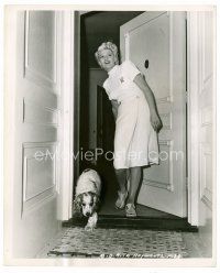 3k580 RITA HAYWORTH candid 8x10 still '40s full-length at home with her dog Pookles by Cronenweth!