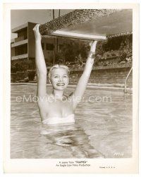 3k640 TRAPPED 8x10 still '49 close up of sexy Barbara Payton in pool posing under diving board!