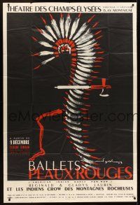 3m301 BALLETS PEAUX ROUGES French 1p '50s cool Native American Indian art by Raymond Gid!