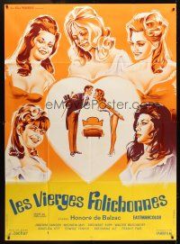 3m318 BRAZEN WOMEN OF BALZAC French 1p '69 artwork of five sexy girls watching happy couple!