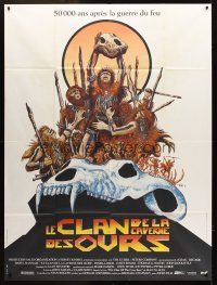 3m334 CLAN OF THE CAVE BEAR French 1p '86 cool different caveman artwork by Philippe Druillet!