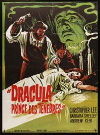 3m362 DRACULA PRINCE OF DARKNESS French 1p R70s art of vampire Christopher Lee + man driving stake!