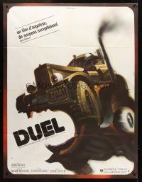 3m363 DUEL French 1p '73 Steven Spielberg, wacky different killer vehicle art by Landi!