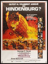 3m415 HINDENBURG French 1p '75 George C. Scott & all-star cast, art of zeppelin crashing down!