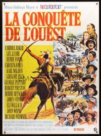 3m419 HOW THE WEST WAS WON French 1p R70s John Ford epic, art of all-star cast by Ercole Brini!
