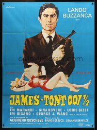 3m427 JAMES TONT OPERATION UNO French 1p '65 artwork of spy Lando Buzzanca & sexy blonde!