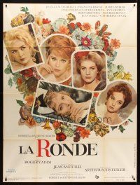 3m447 LA RONDE French 1p '64 different image of sexy Jane Fonda & four female co-stars!