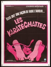 3m457 LES KARATECHATTES French 1p '75 The Karate Cats, wacky sex artwork by Faugere!