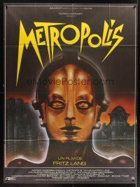 3m479 METROPOLIS French 1p R84 Fritz Lang classic, different robot art by Phillippe!