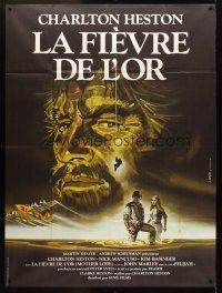 3m484 MOTHER LODE French 1p '82 Landi art of Charlton Heston in gold mining adventure!
