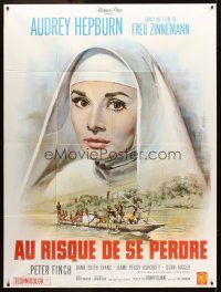 3m501 NUN'S STORY French 1p R60s different art of missionary Audrey Hepburn by Jean Mascii!