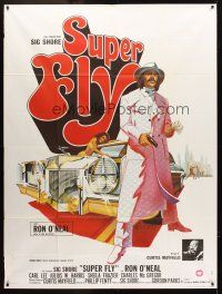 3m590 SUPER FLY French 1p '72 great artwork of Ron O'Neal with car & girl sticking it to The Man!