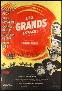 3m226 BIG COUNTRY French 2p '58 Gregory Peck, Charlton Heston, William Wyler classic, different!
