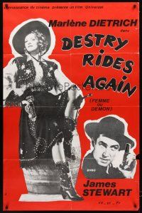 3m238 DESTRY RIDES AGAIN French 31x47 R80s full-length sexy Marlene Dietrich + James Stewart!