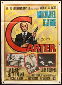 3m118 GET CARTER Italian 1p '71 different artwork of Michael Caine holding shotgun + photos!