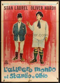 3m153 LAUREL & HARDY'S LAUGHING '20s Italian 1p '65 great full-length artwork of Stan & Ollie!