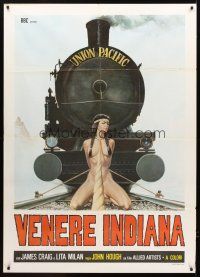 3m169 NAKED IN THE SUN Italian 1p R70s wild art of naked Native American girl tied on train tracks!
