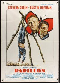 3m177 PAPILLON Italian 1p R1970s Steve McQueen & Dustin Hoffman, wonderful completely different art!