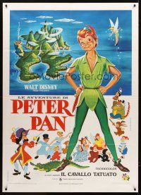3m181 PETER PAN Italian 1p R70s Walt Disney animated cartoon fantasy classic, full-length art!