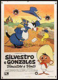 3m191 SILVESTRO E GONZALES VINCITORI E VINTI Italian 1p R76 Sylvester, Tweety & Speedy cartoon!