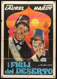 3m195 SONS OF THE DESERT Italian 1p R63 different art of Stan Laurel & Oliver Hardy by Paradiso!