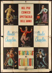 3m042 FANTASIE DI CHARLOT Italian 2p '56 five art images of Charlie Chaplin by Carlantonio Longi!