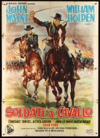 3m048 HORSE SOLDIERS Italian 2p '59 art of John Wayne & William Holden by Olivetti, John Ford