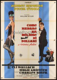 3m049 HOW TO STEAL A MILLION Italian 2p '66 art of sexy Audrey Hepburn & Peter O'Toole!