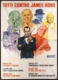 3m052 TUTTI CONTRO JAMES BOND Italian 2p 1975 art of Connery & villains by Averado Ciriello!