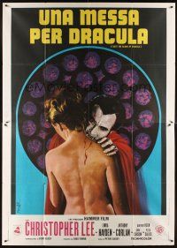 3m078 TASTE THE BLOOD OF DRACULA Italian 2p '71 Nistri art of vampire Chris Lee biting naked girl!