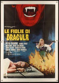 3m080 TWINS OF EVIL Italian 2p '72 cool different vampire artwork by Enzo Nistri!