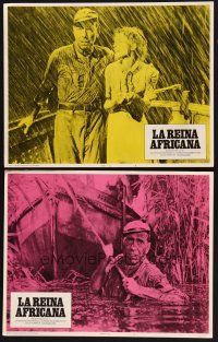 3p582 AFRICAN QUEEN 2 Spanish/U.S. LCs R75 Humphrey Bogart & Katharine Hepburn classic!